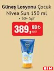 NİVEA SUN GÜNEŞ LOSYONU ÇOCUK 50+ SPF 150 ML NİVEA SUN GÜNEŞ LOSYONU ÇOCUK 50+ SPF 150 ML